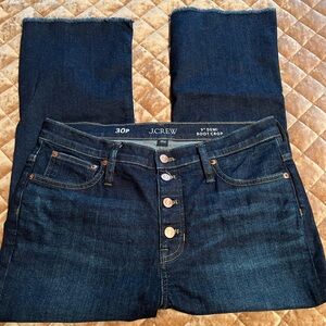Women’s j crew 9” Demi boot crop jeans dark denim 30P 30 petite button fly